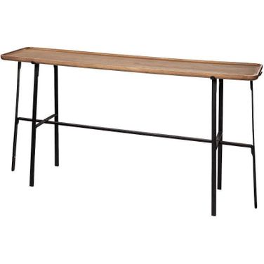 Helios Ii Rectangular Brown Raised Edge Top Console Table
