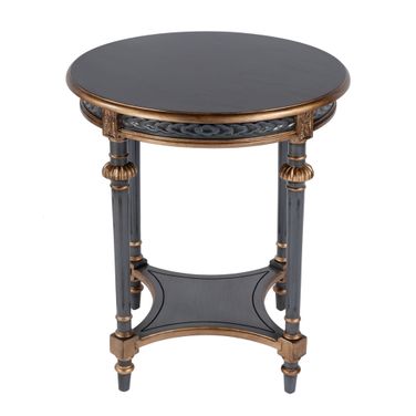 Hellinger 24 Inch Round Wood Tall End Table with Open Shelf In Pastel Blue