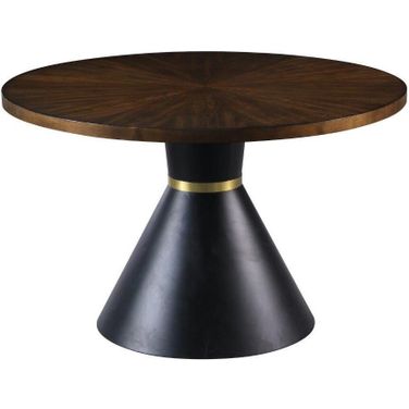 Hemingway Round Oak Wood Dinette Table With Black Base