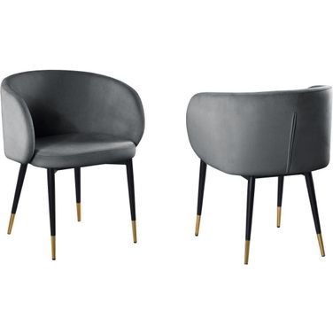 Hemingway Velvet Upholstered Side Chair In Gray