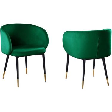Hemingway Velvet Upholstered Side Chair In Green