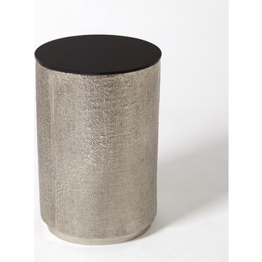 Hemp Etched Barrel Table In Antique Nickel