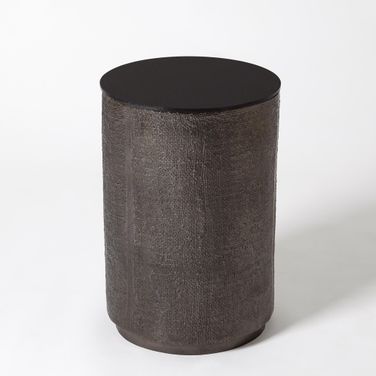 Hemp Etched Barrel Table In Black Nickel