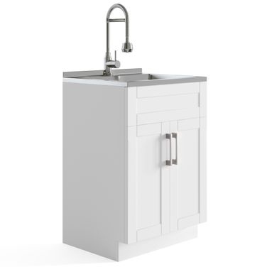 Hennessy All-in-One 24 Inch Utility Sink and Cabinet In Pure White