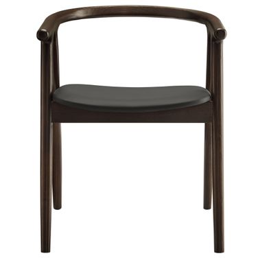 Henry Vegan Leather and Wood Dining Chair In Black