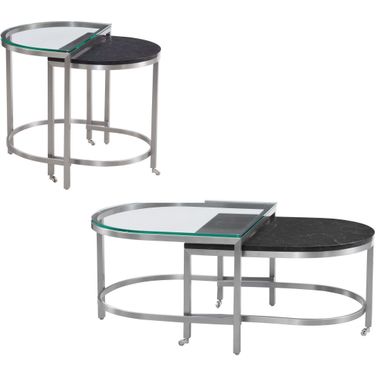 Hensley Bunching Oval Occasional Table Set in Black
