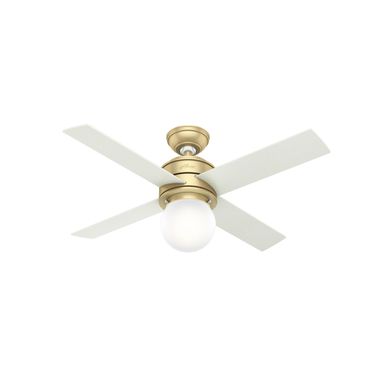 Hepburn 44 Inch Ceiling Fan with LED Light Kit and Wall Control In Modern Brass and Aged Oak