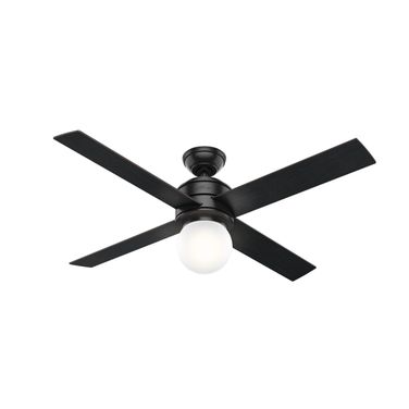 Hepburn 52 Inch Ceiling Fan with LED Light Kit and Wall Control In Matte Black and Black Oak