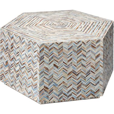 Hepburn Mother Of Pearl Hexagon Coffee Table In Grey