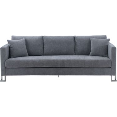 Heritage Gray Fabric Upholstered Sofa with Brushed Stainless Steel Legs