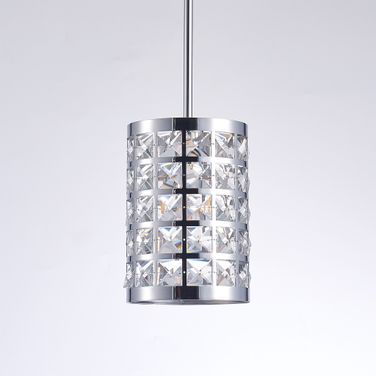 Hermoza Collection 6 Inch Metal and Crystal Pendant Lights In Clear and Chrome