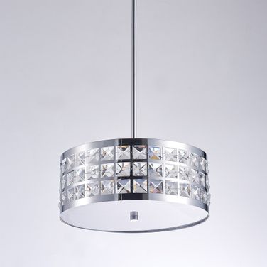 Hermoza Collection 14 Inch Metal and Crystal Pendant Lights In Clear and Chrome