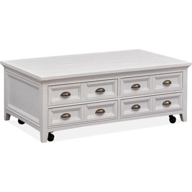 Heron Cove Chalk White Lift Top Storage Castered Cocktail Table