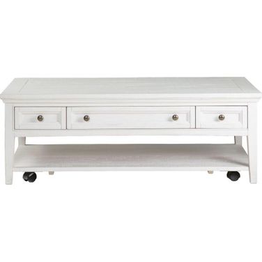 Heron Cove Chalk White Rectangle Castered Cocktail Table