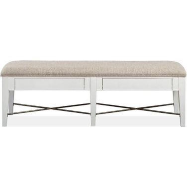 Heron Cove Chalk White Wood Bench with Upholstered Seat KD