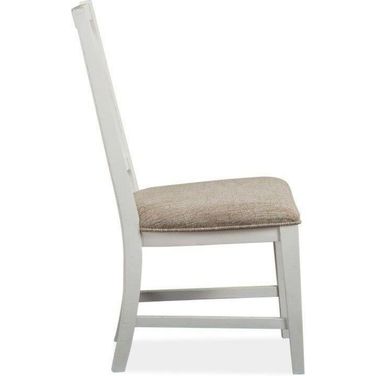 Heron Cove Chalk White Wood Dining Side Chair with Upholstered Seat Set of 2 KD