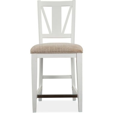 Heron Cove Counter Chair with Upholstered Seat Set of 2 In Chalky White