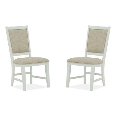 Heron Cove Upholstered Side Chair Set of 2 In Chalk White and Dovetail Grey