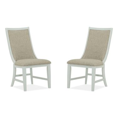 Heron Cove Upholstered Host Chair Set of 2 In Chalk White and Dovetail Grey