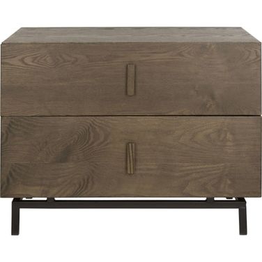 Herschel Dark Brown and Black Scandinavian Lacquer 2-Drawer Cabinet