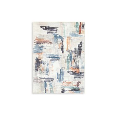 Hessland 5' x 7' Washable Rug In Black and Gray