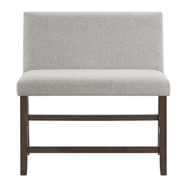 Hester Counter Bench with Upholstered Back and Fabric In Grey and Brown