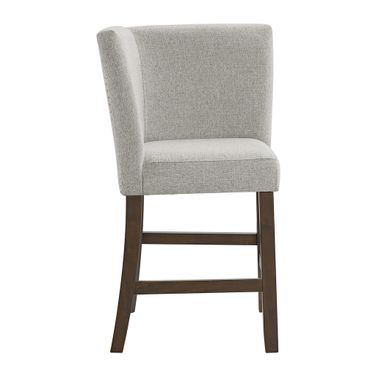 Hester Counter Corner Bench with Upholstered Back and Fabric In Grey and Brown
