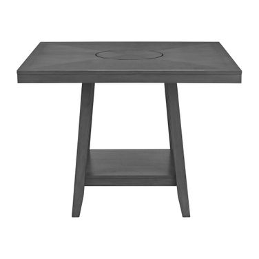 Hester Square Counter Table with Lazy Susan In Grey
