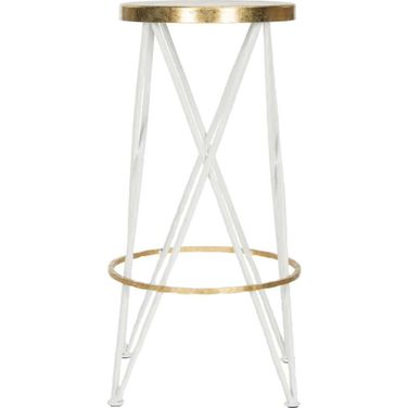 Hester White and Gold Bar Stool