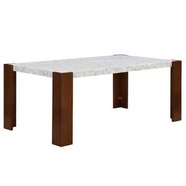 Hettie Dining Table In Engineering Stone Top and Brown