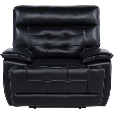 Hewitt Leather Upholstered Dual Power Recliner Chair In Black