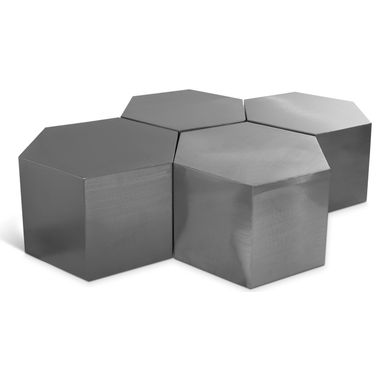 Hexagon 4 Piece Coffee Table In Brushed Chrome