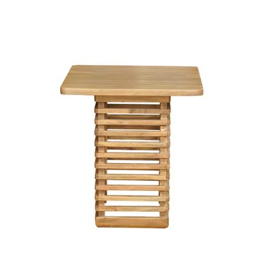 Hexin Solid Hand-Made Wood Square Side Table In Light Brown