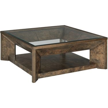 Hidden Treasures Burl Cocktail Table In Auburn Brown