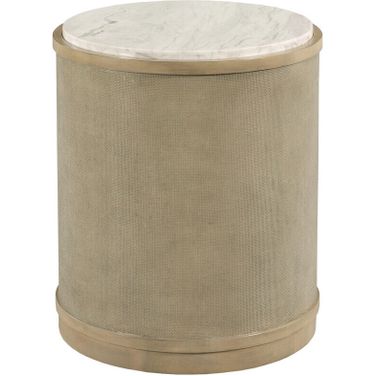 Hidden Treasures Round End Table In Light Stain