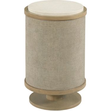 Hidden Treasures Round Linen Chairside Table In Light Stain
