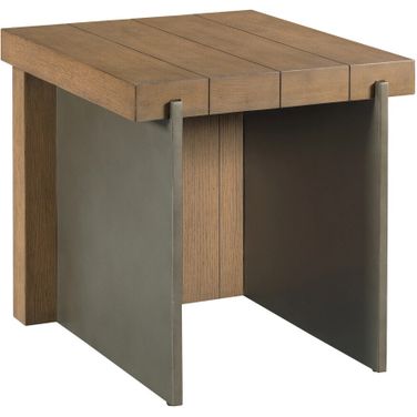 Spence End Table In Spice and Brushed Steel