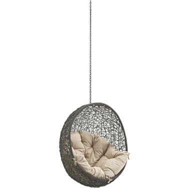 Hide Gray and Beige Outdoor Patio Swing Chair Without Stand EEI-2654-GRY-BEI
