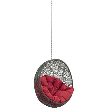 Hide Gray and Red Outdoor Patio Swing Chair Without Stand EEI-2654-GRY-RED