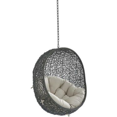 Hide Sunbrella Fabric Swing Outdoor Patio Lounge Chair Without Stand In White and Natural