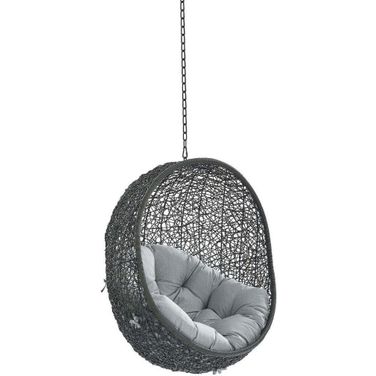Hide Sunbrella Fabric Swing Outdoor Patio Lounge Chair Without Stand In Gray and Beige