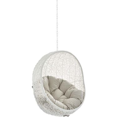 Hide Sunbrella Fabric Swing Outdoor Patio Lounge Chair Without Stand In White/Beige