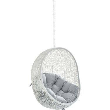 Hide Sunbrella Fabric Swing Outdoor Patio Lounge Chair Without Stand In White and Gray