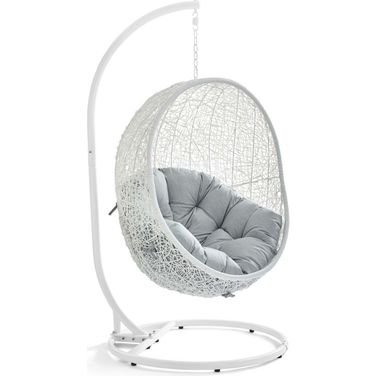 Hide White and Gray Outdoor Patio Swing Chair With Stand
