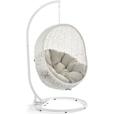 Hide White Beige Outdoor Patio Swing Chair With Stand