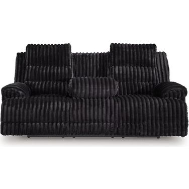 Higgesbee Power Reclining Sofa with Drop Down Table In Onyx