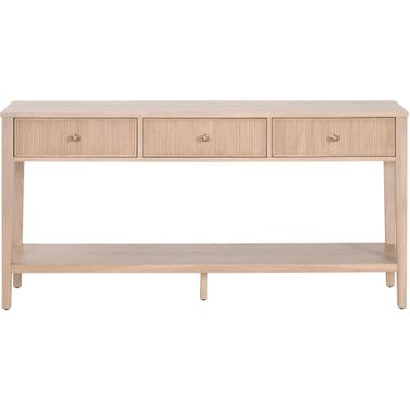 Bronze Bay Highland 3 Drawer Console Table In Natural Oak