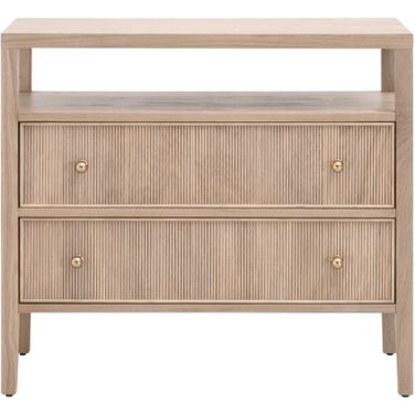 Bronze Bay Highland Open Shelf 2 Drawer Nightstand In Natural Oak