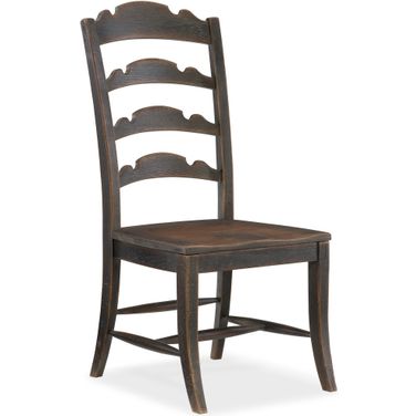 Hill Country Anthracite Black Twin Sisters Ladderback Side Chair Set of 2