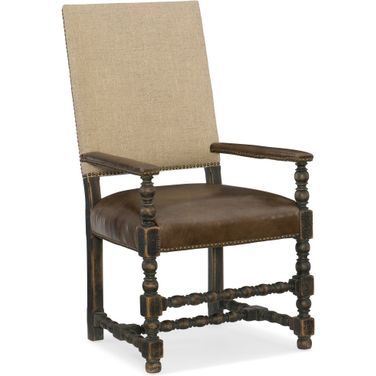 Hill Country Comfort Anthracite Beige Upholstered Arm Chair Set of 2